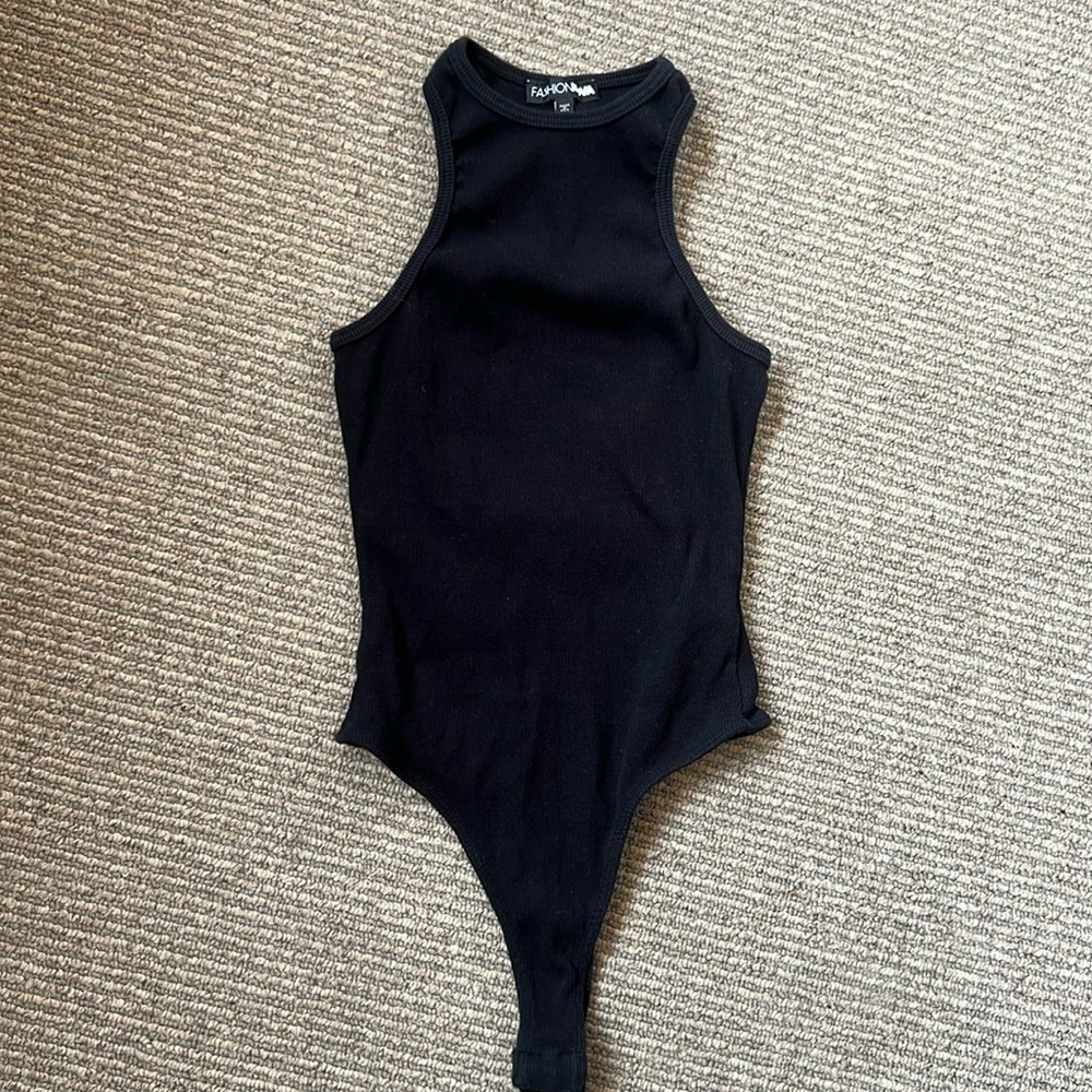 *3/$10* Black Ribbed Women’s Thong Bodysuit